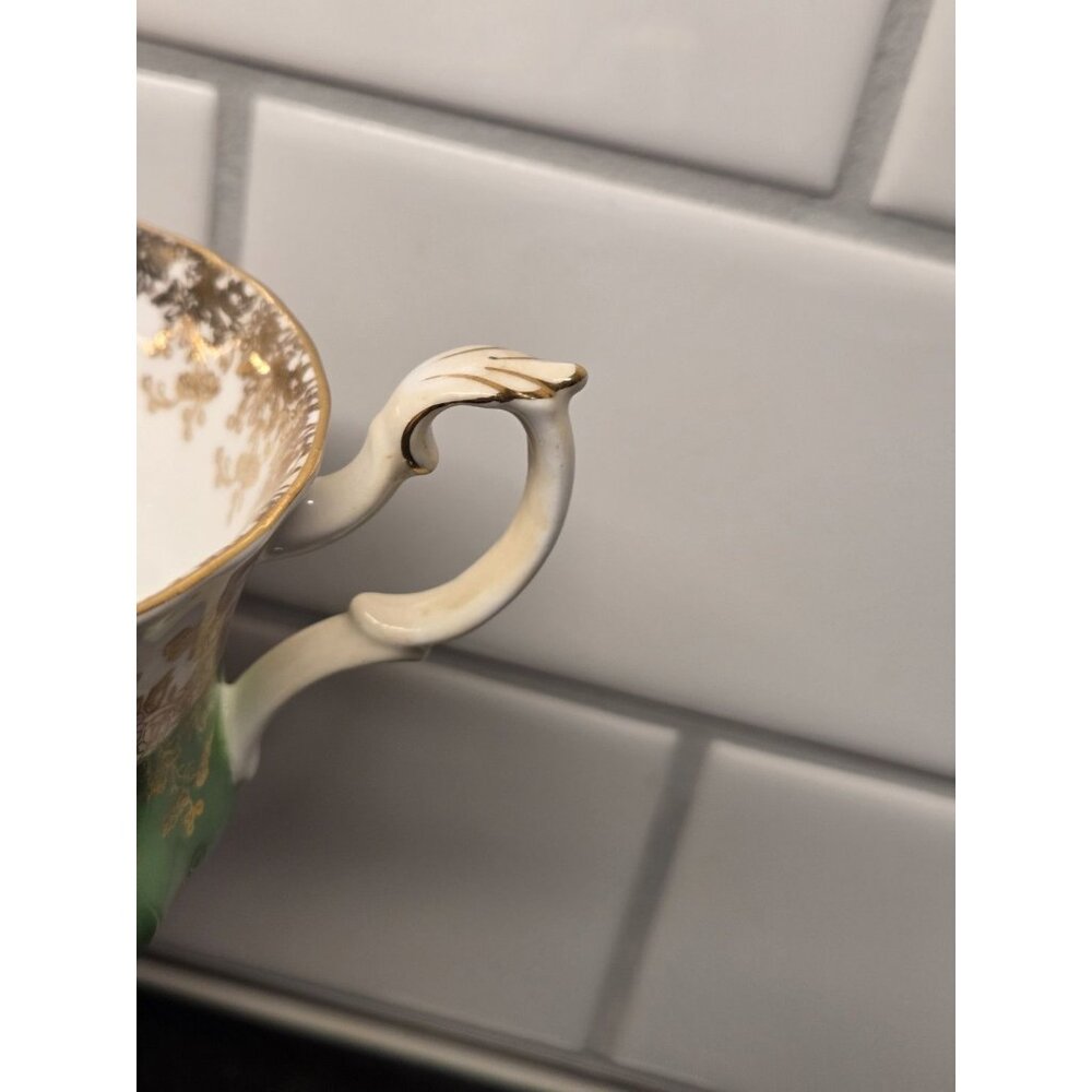 Royal Albert Regal Series Bone China Green Footed Tea Cup Saucer Discontinued - Picture 7 of 7